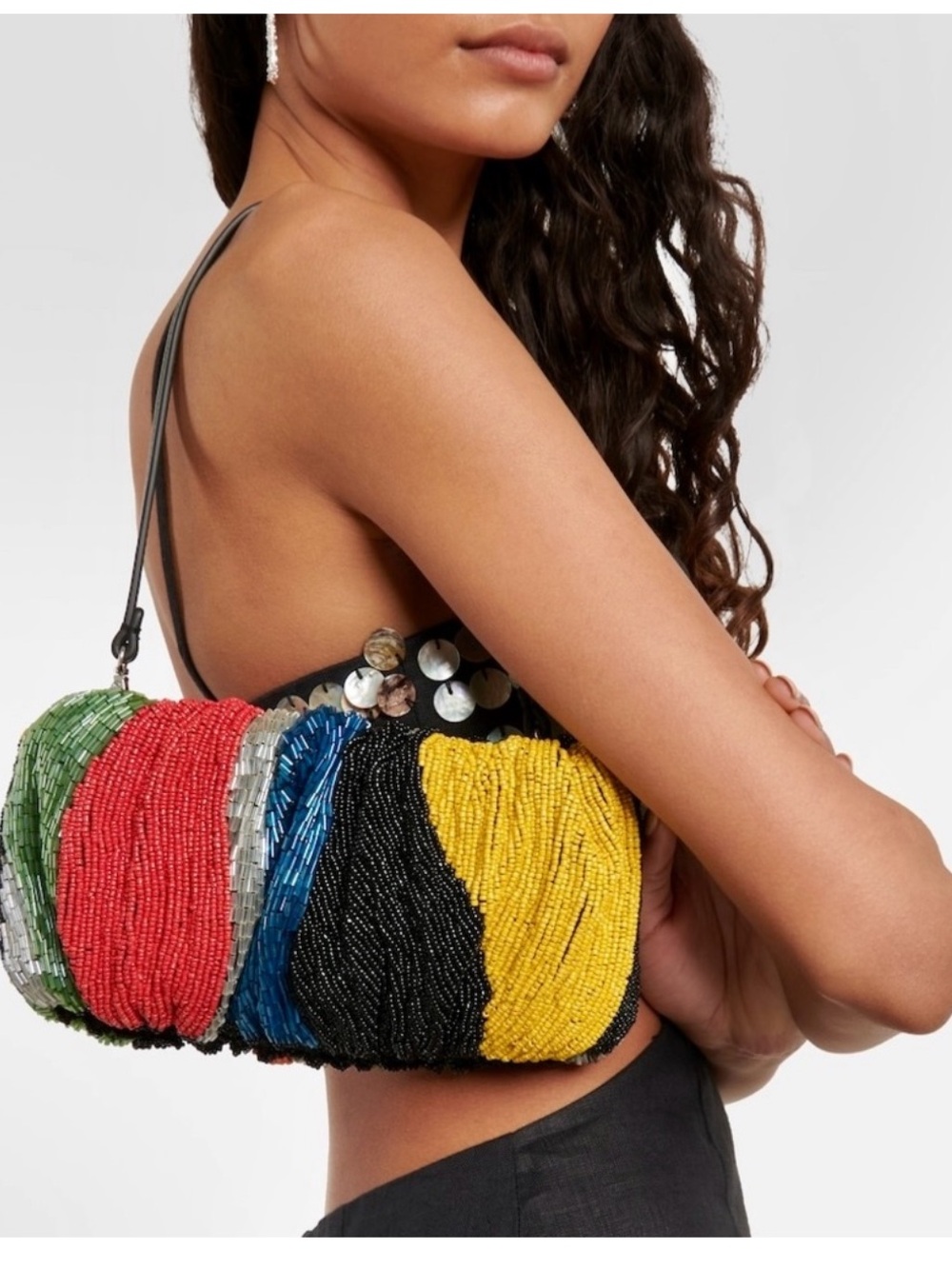 STAUD Multicolor Beaded Bean Bag Shoulder Bag (Rare) - Picture 2 of 7